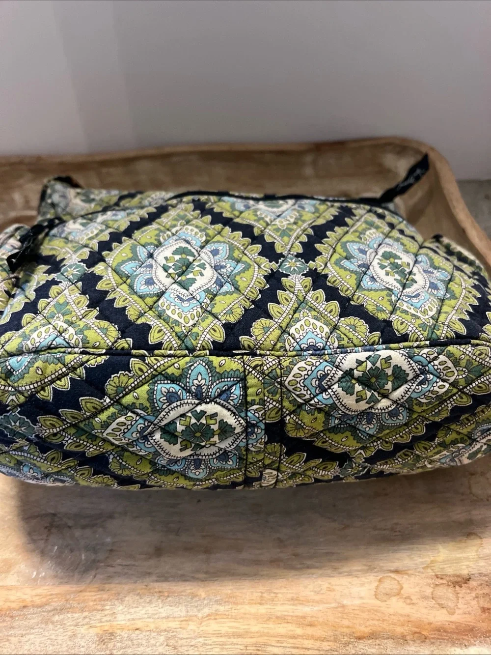 Vera Bradley Navy and Green Patterned Quilted Shoulder Bag